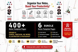 400+ Notes Paper Template Bundle, a Stationery Template by MNT-Creator