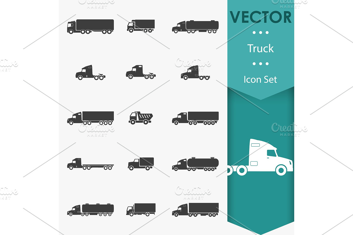 Truck icons vector, a Transportation Illustration by GraphicHouse