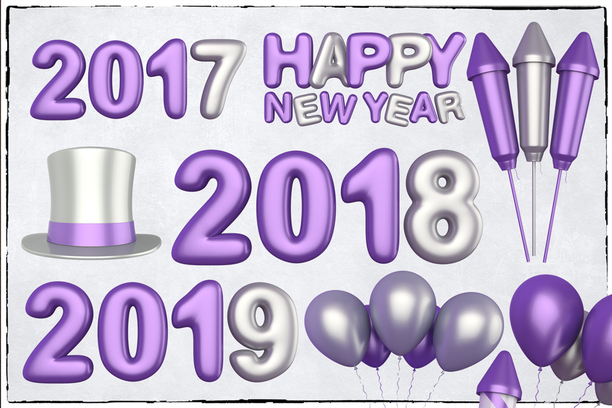 New Year 3D PNG Items Pack, an Object Graphic by pixaroma (Photo 22 of 22)