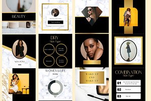 120 Black Gold Instagram Templates,