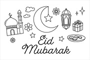 Festive Eid Mubarak Doodles, a Decorative Illustration by Saba Vector (Thumbnail 1 of 3)