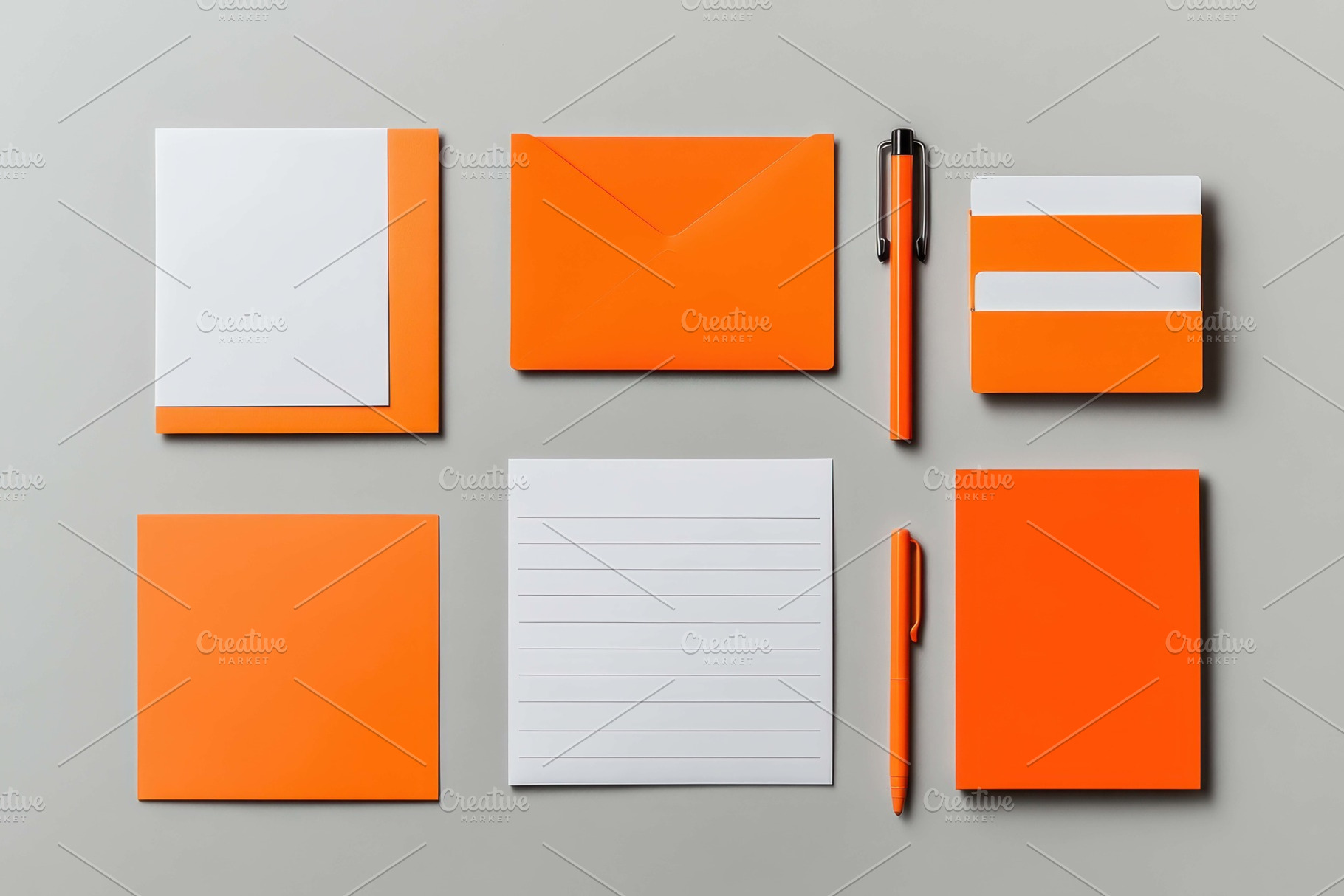 Collection of orange stationery item, a Photo by Tanuart