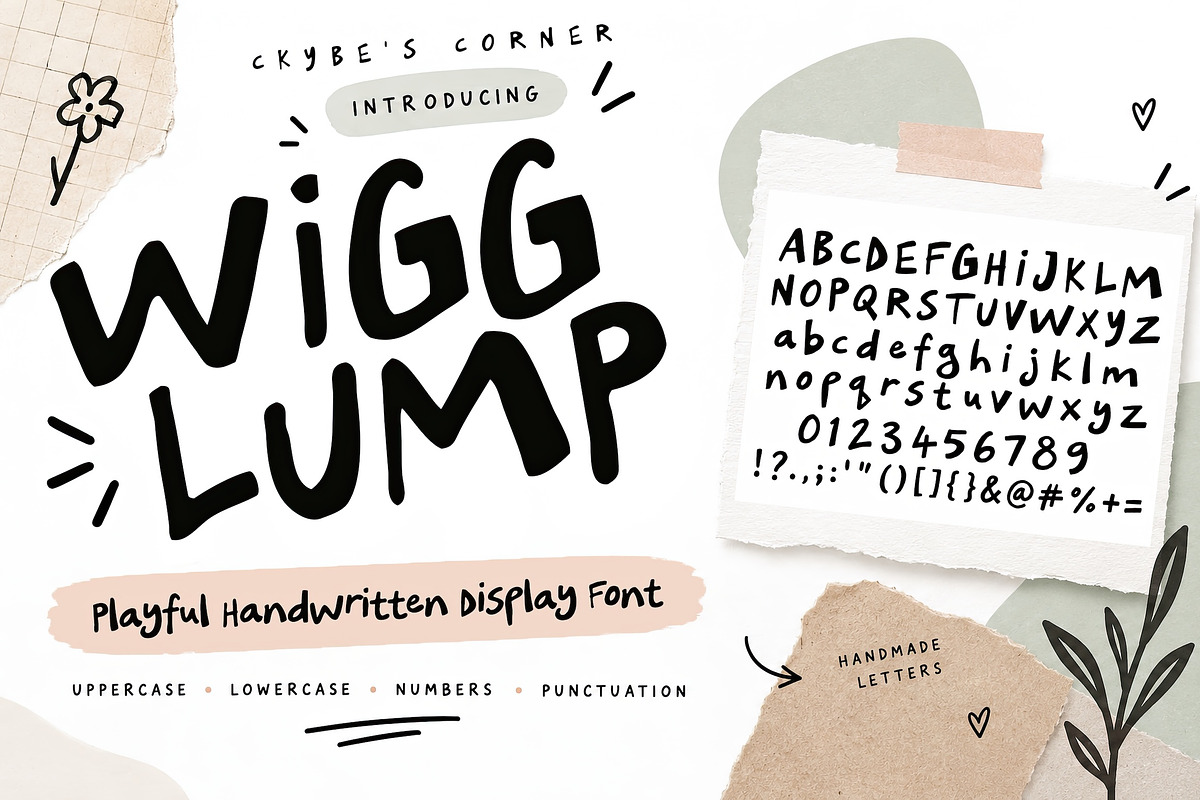 WIGGLUMP - Playful Display Font, a Handwritten Font by Ckybe's Corner (Photo 1 of 9)