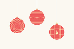 Three types of Christmas baubles