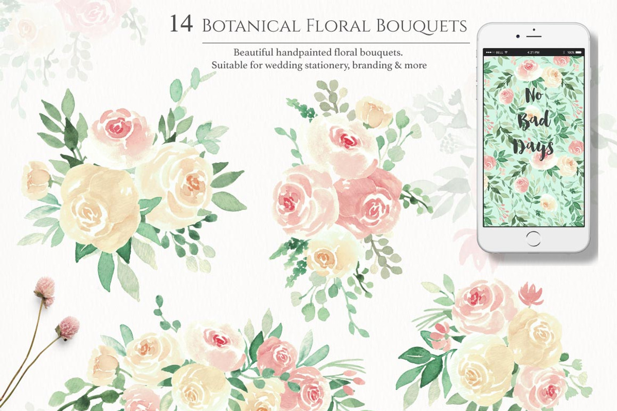 Blush Florals & Greenery Leaves, a Decorative Illustration by Momo Studio (Photo 3 of 15)