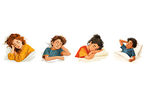 Sleeping Children set. Boy girl, a Person Illustration by Stock-Smart-Start