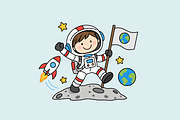 Space Explorer Astronaut Cartoon, a Person Illustration by Artpon Illustration (Thumbnail 2 of 3)