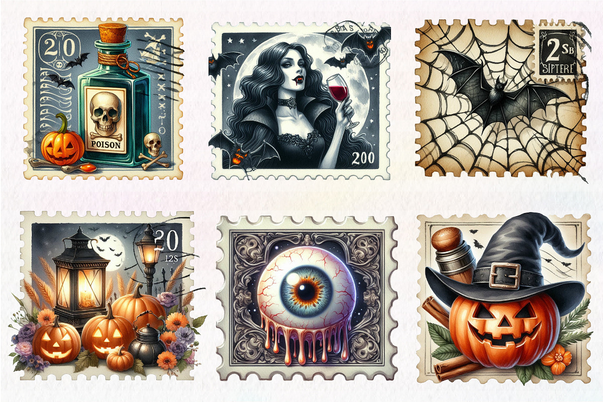 Halloween Postage Stamp Clipart, an Illustration by CreationArt (Photo 3 of 5)
