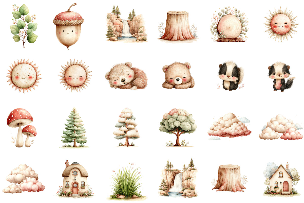 Watercolor Woodland Animals Clipart, an Illustration by Sublimation Artist (Photo 3 of 7)