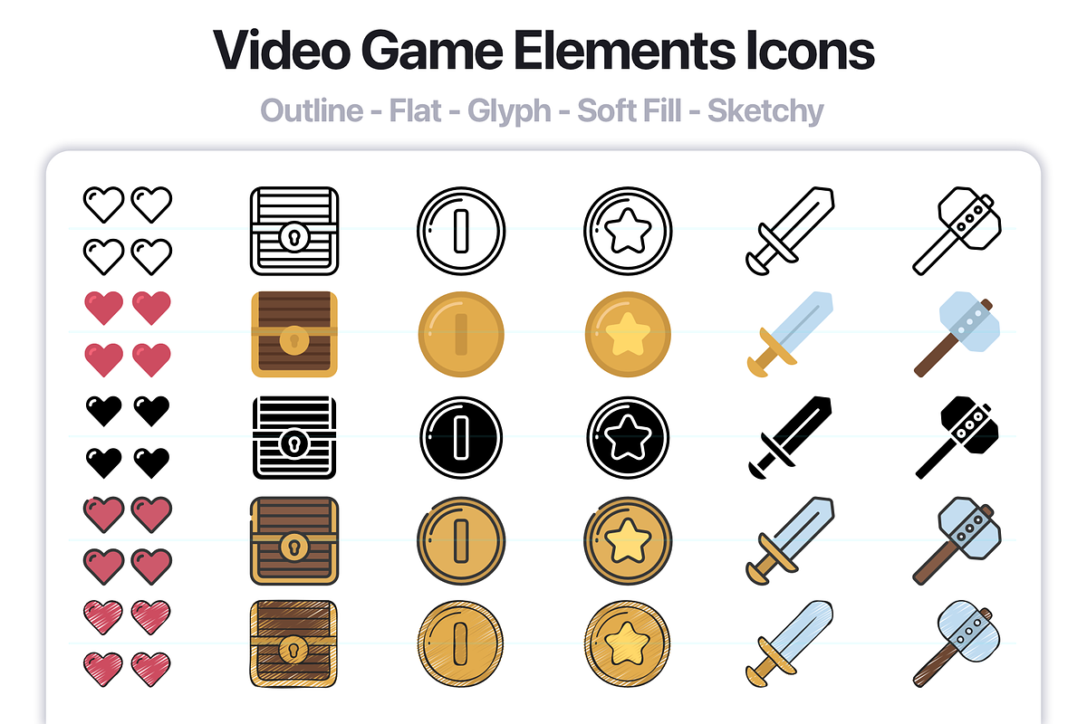 500 Video Game Elements Vector Icons, an Outline Icon by Juicy Icons (Photo 5 of 6)