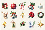 Watercolor  Christmas  Clipart, an Illustration by DreamCafeArt (Thumbnail 4 of 8)