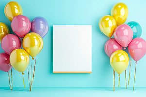 Blank White Board with Colorful Balloons, a Background Photo by Ales Munt
