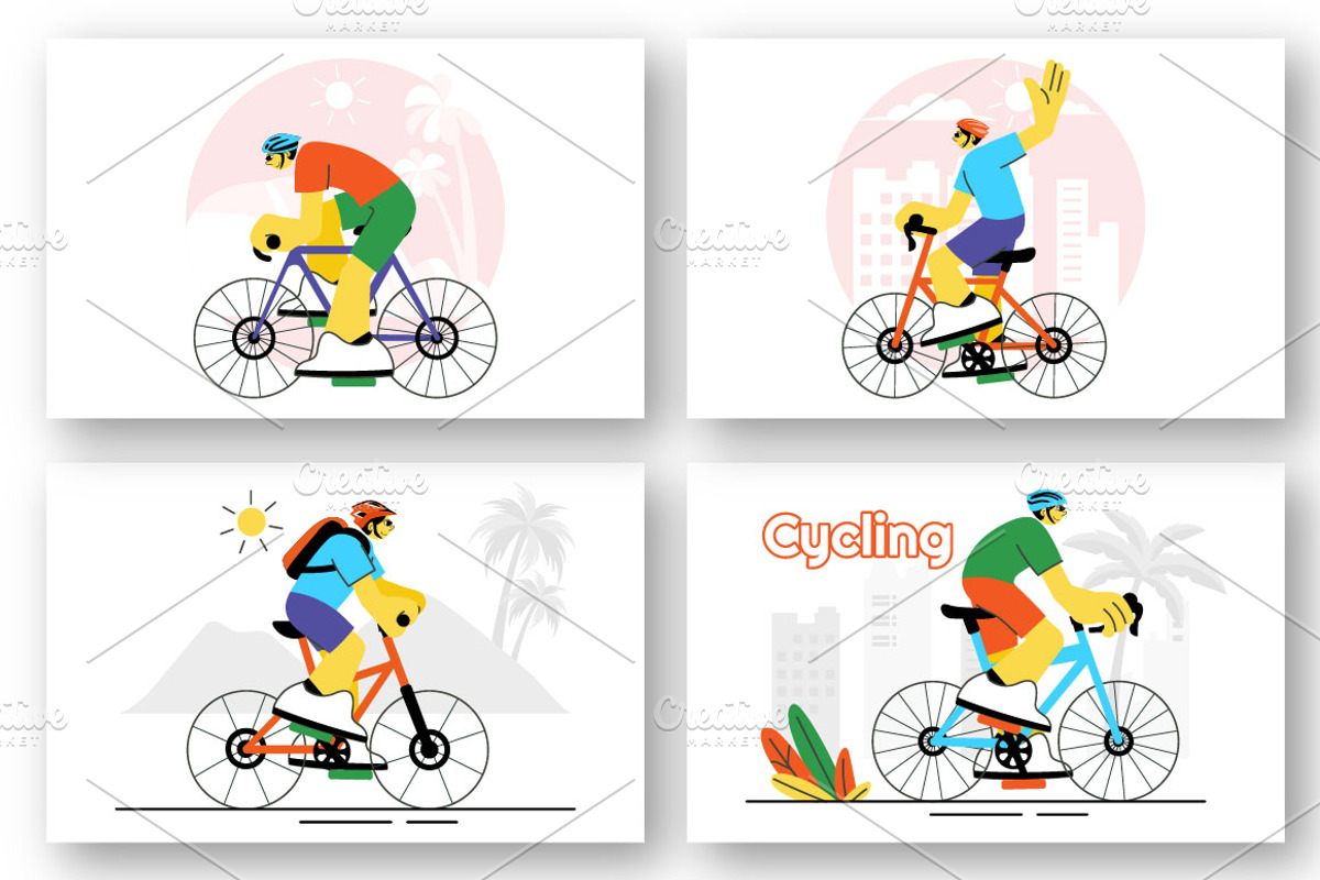 9 Outdoor Cycling Illustration, a Sport Illustration by denayunebgt (Photo 3 of 3)