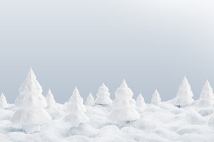 Christmas Tree On Snowdrift