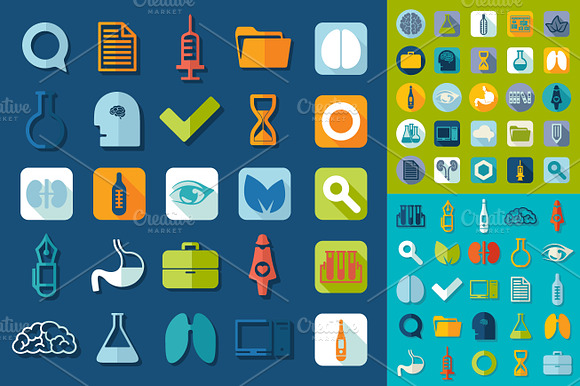 9 Sets Of Medical Flat Icons