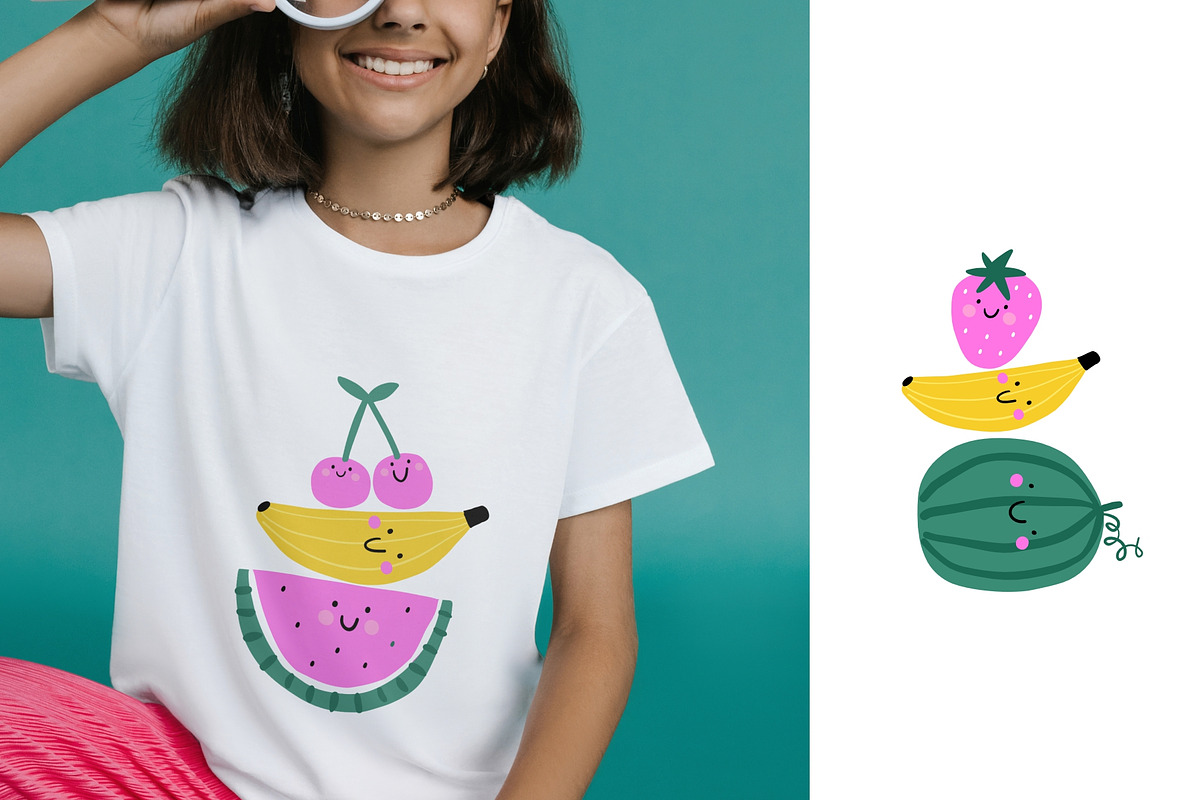 Summer Cute Fruits - vecror clipart, a Food Illustration by Barkova Nadya (Photo 7 of 8)