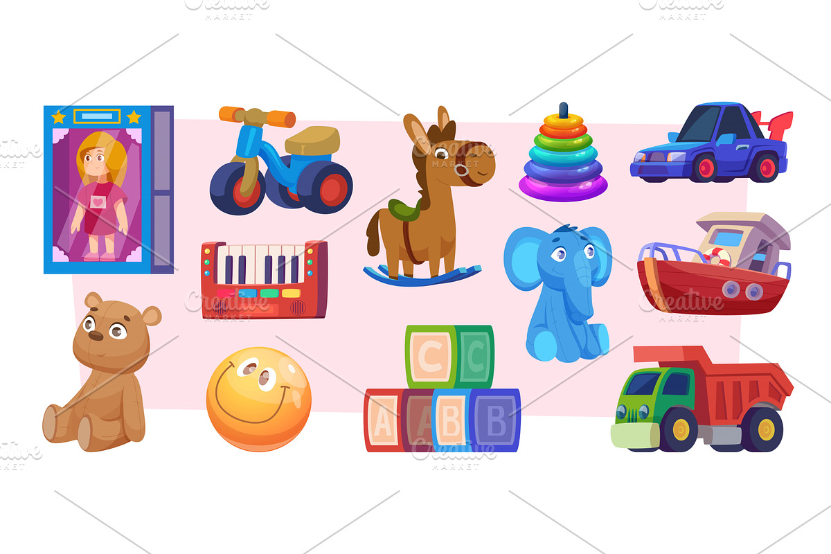 Toys. Colored collection of funny, an Illustration by Onyx