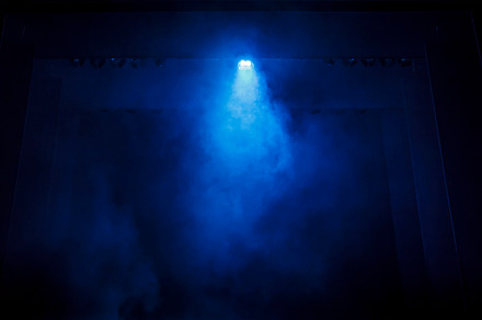 Blue Smoke on Black Stage
