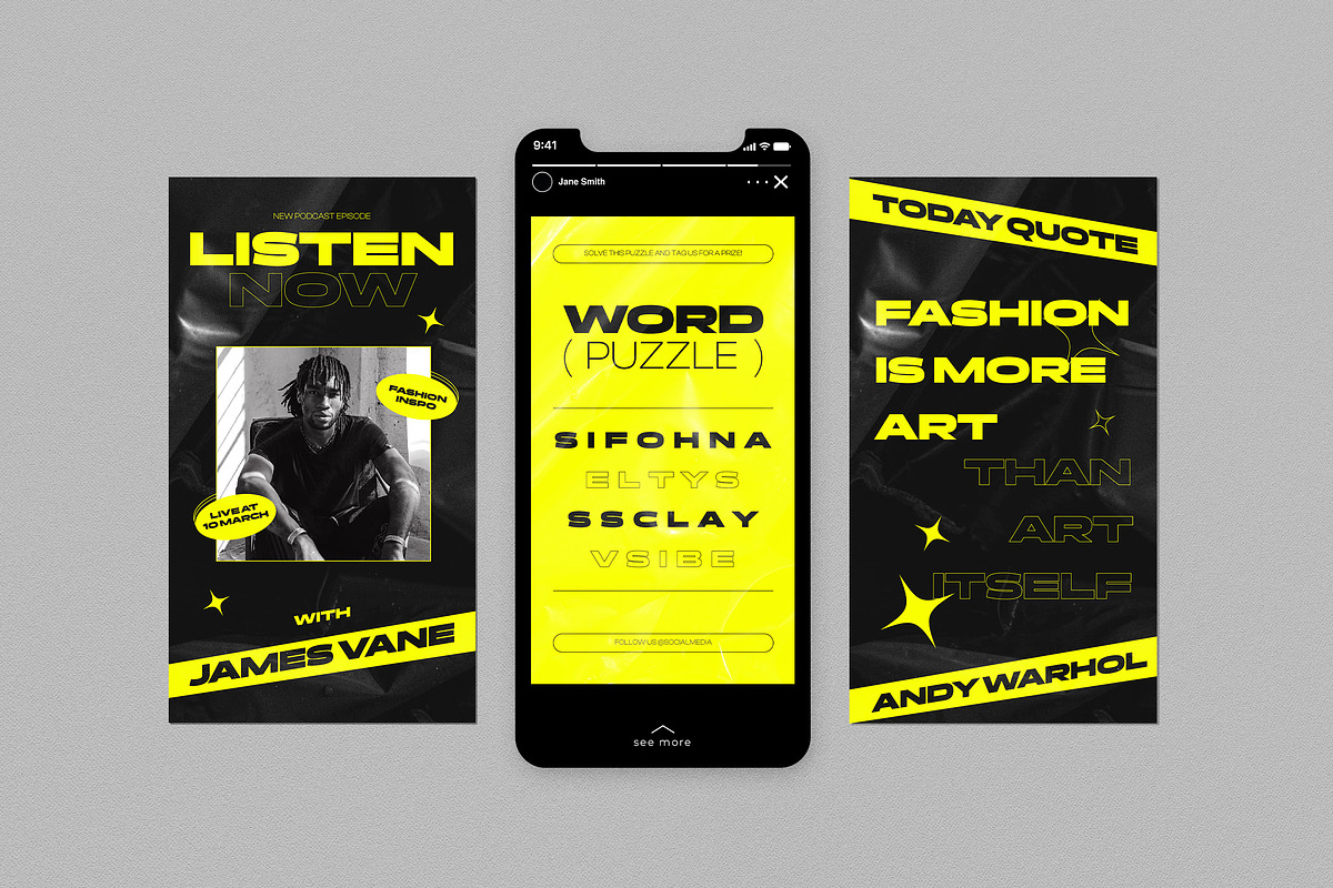 Yellow Modern Instagram Pack, a Social Media Template by graphicook (Photo 5 of 6)