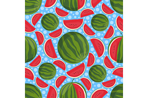 Juicy ripe watermelon seamless, a Food Illustration by Vectorbuum