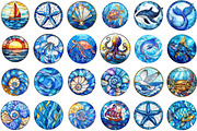 Stained Glass Nautical Symbols Clipa, an Illustration by Sublimation Artist (Thumbnail 2 of 6)