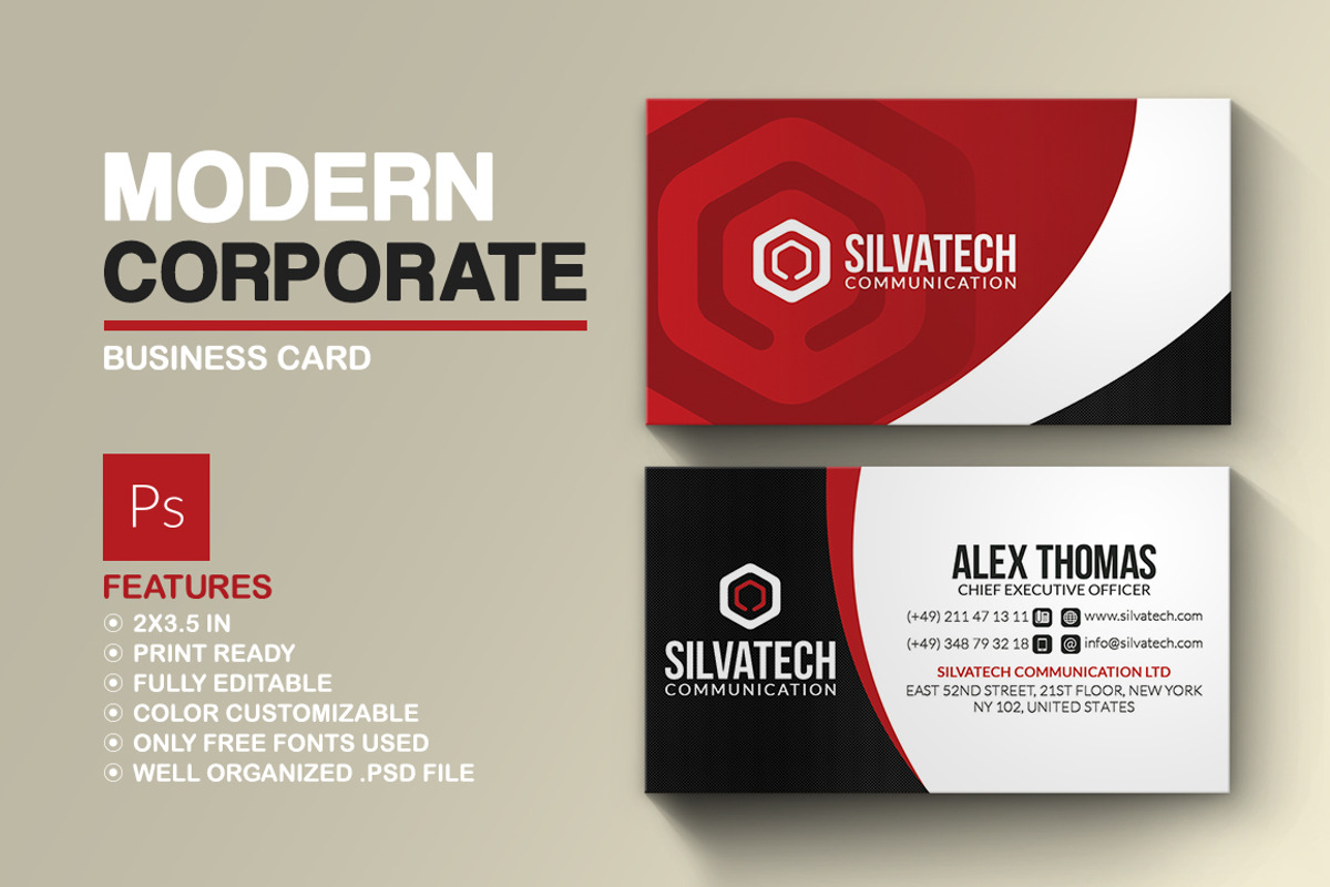 Modern Corporate Business Card, a Business Card Template by Marvel (Photo 1 of 5)