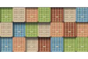 various shipping containers in stack, a Transportation Illustration by IfH