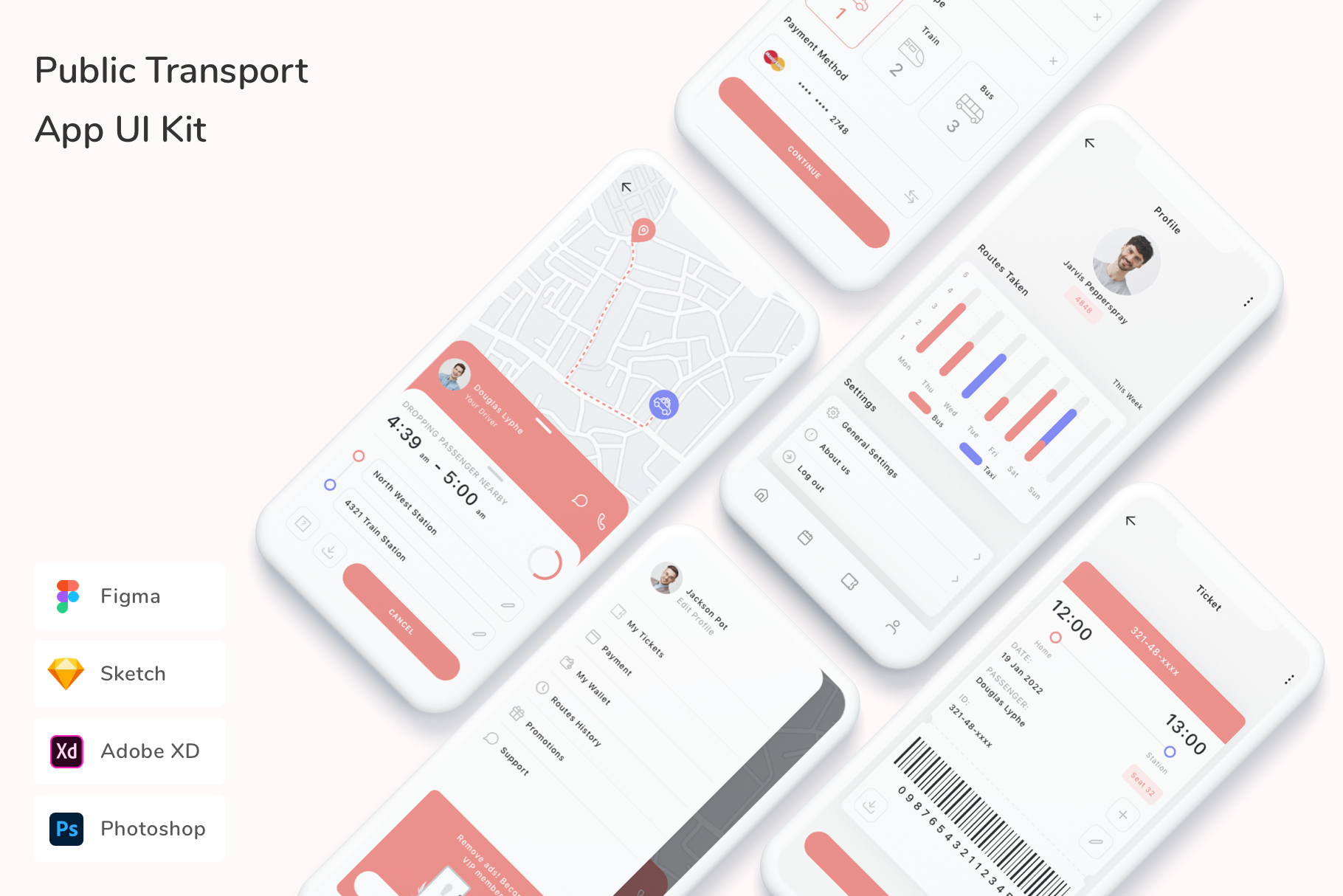 Public Transport App UI Kit, an UI Kit Template by Betush