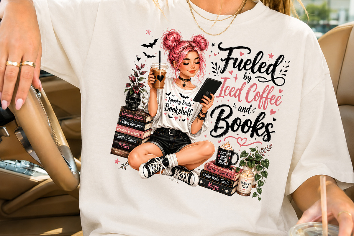 Fueled By Iced Coffee & Books PNG, a Seasonal Illustration by Rose Art (Photo 2 of 4)