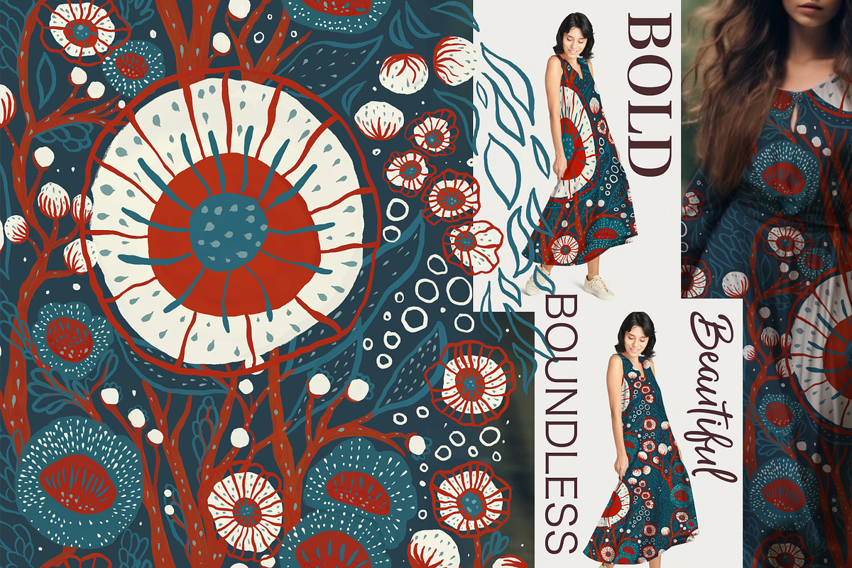 Boho Blossom Seamless Patterns, a Pattern Graphic by OlgaRom (Photo 7 of 9)