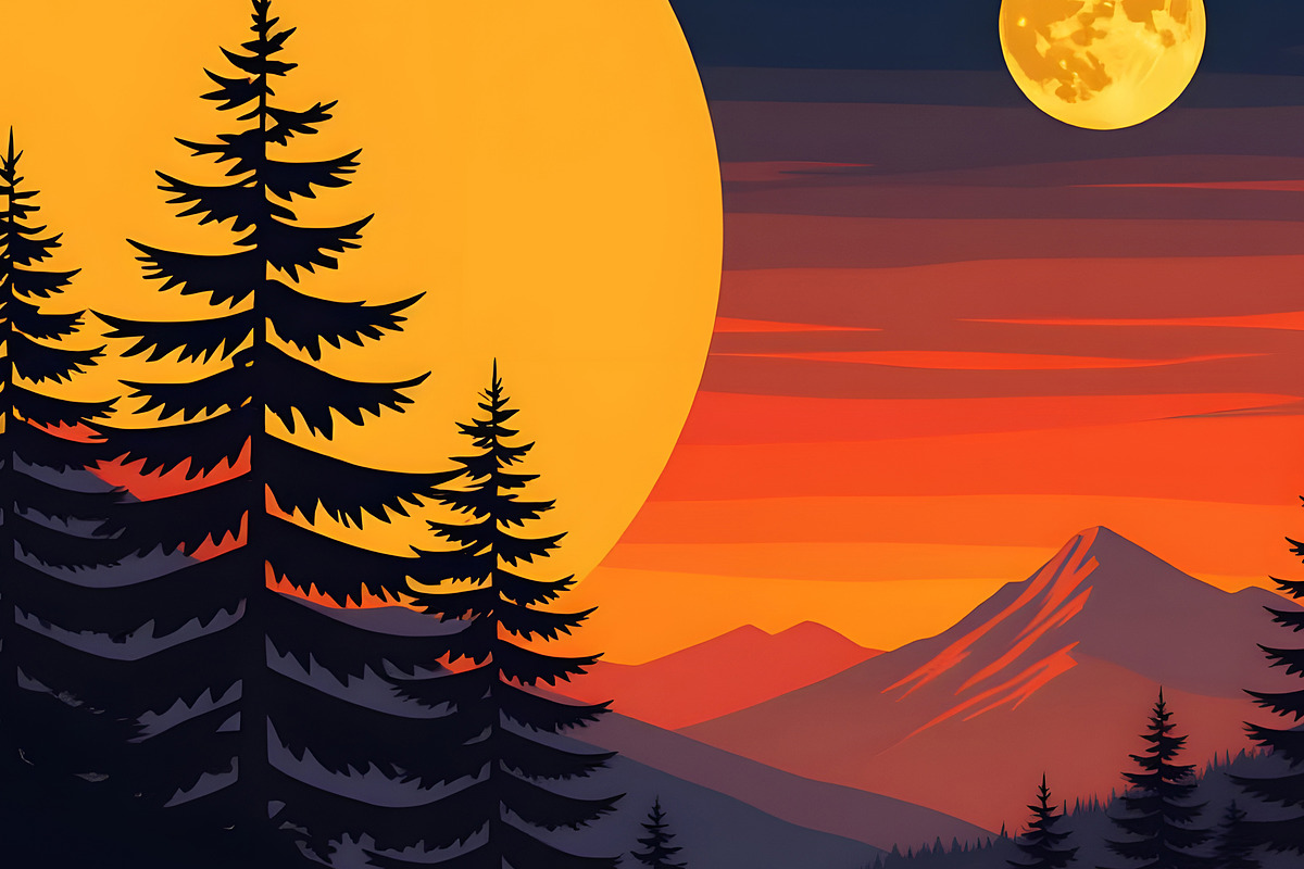 Moon Light Pines Poster, a Decorative Illustration by Sharon Schwalbe (Photo 3 of 3)