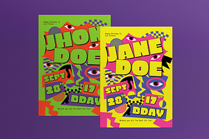Yellow Pop Teen Birthday Invitation, an Invitation Template by graphicook