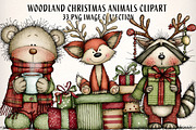 Woodland Christmas Animals Clipart, an Illustration by Dream Creation (Thumbnail 1 of 7)