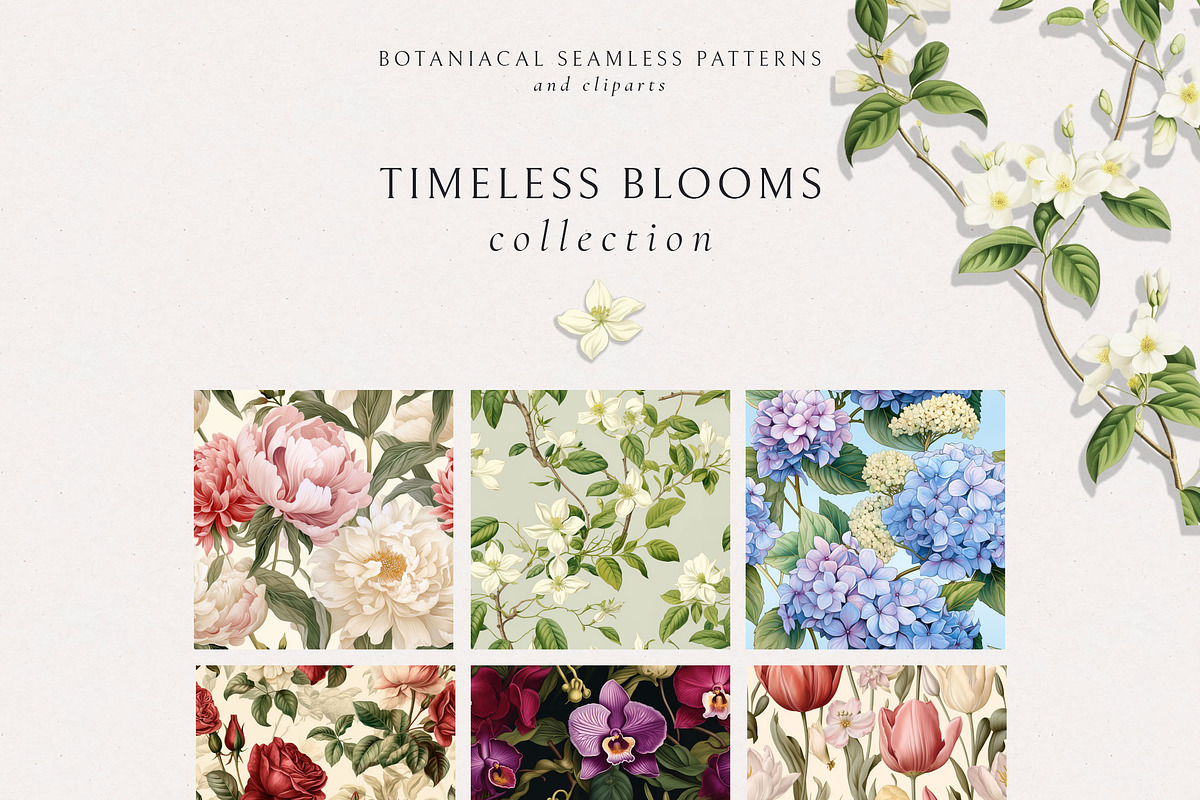 Floral Seamless Patterns + Cliparts, a Pattern Graphic by Olya Creative (Photo 2 of 20)