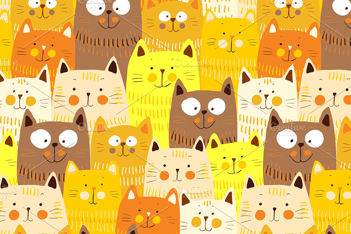 Yellow Cats seamless pattern, a Pattern Graphic by Marysha Art
