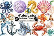 Undersea Watercolor Clipart, an Illustration by Black Bird Studio (Thumbnail 1 of 6)