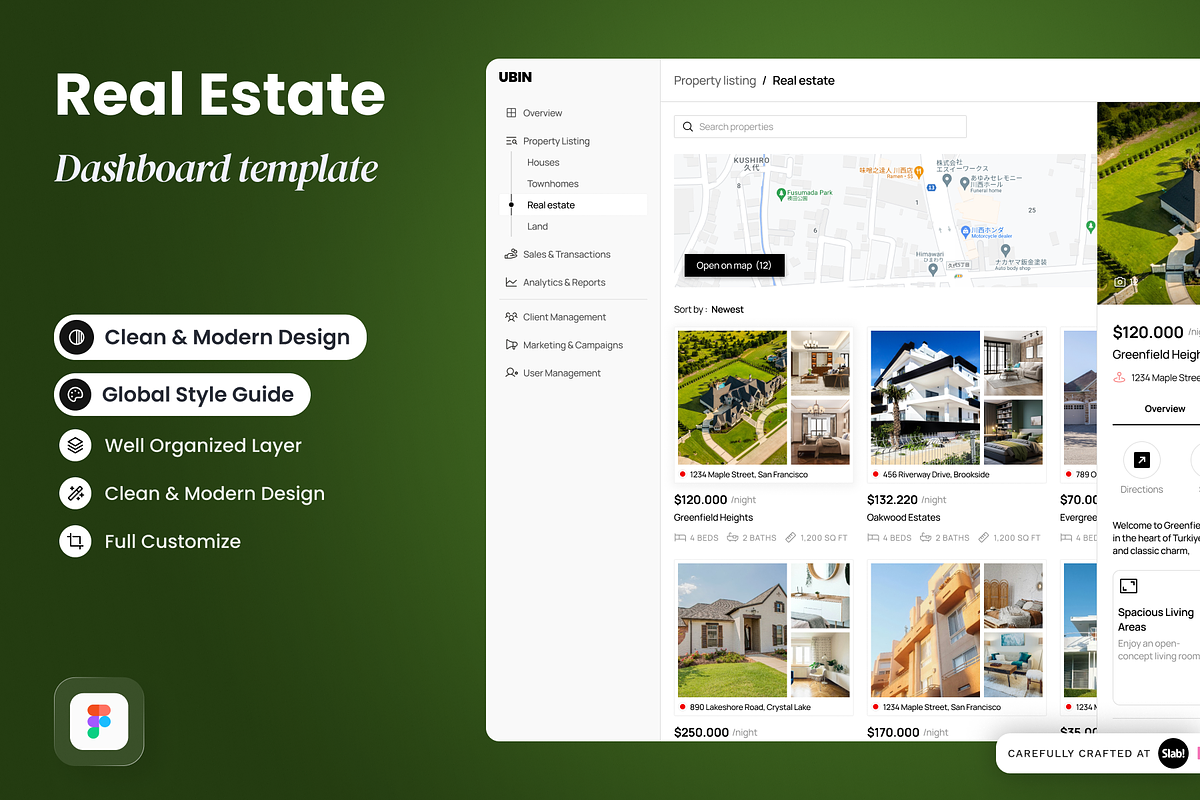Ubin - Real Estate Dashboard, a Websites & App Template by SLAB! Design (Photo 1 of 3)