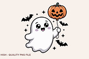 Cute Chubby Ghost Clipart Bundle, a Graphic by crative8112 (Thumbnail 6 of 7)