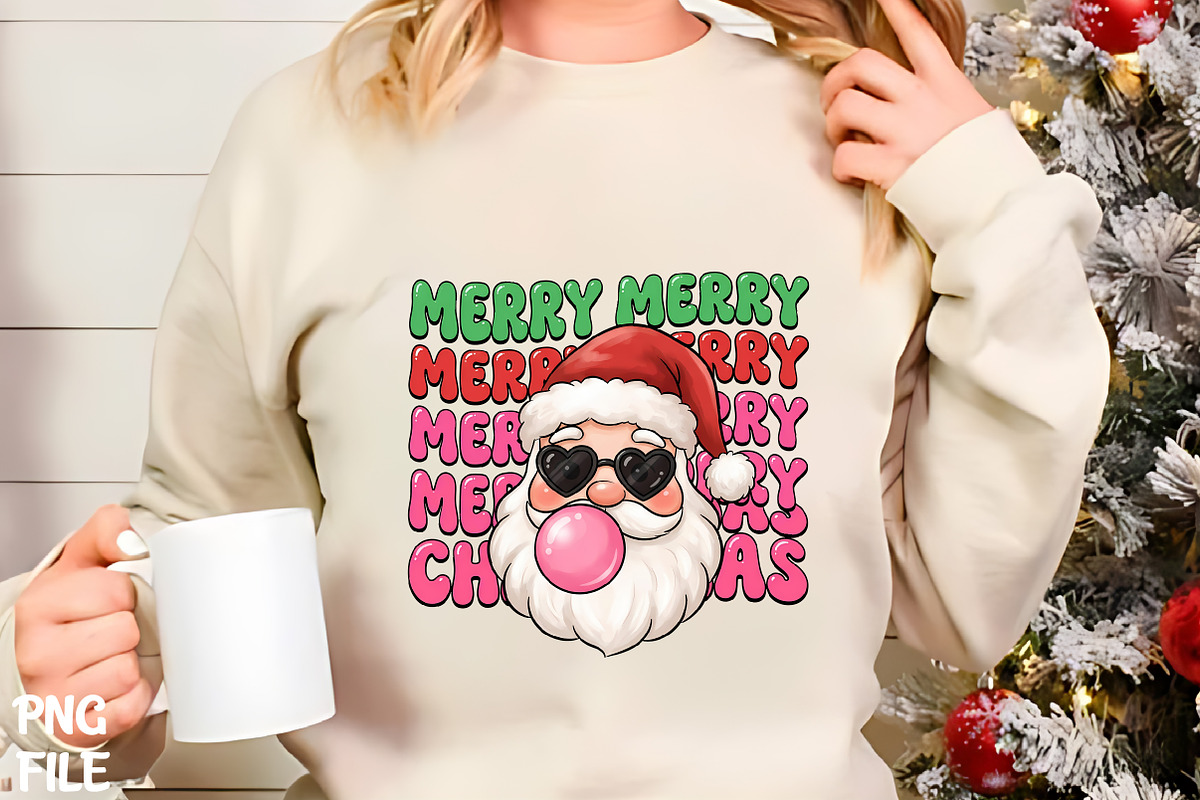 Merry Christmas Santa Bubblegum PNG, a Seasonal Illustration by CrexoraLab (Photo 1 of 4)