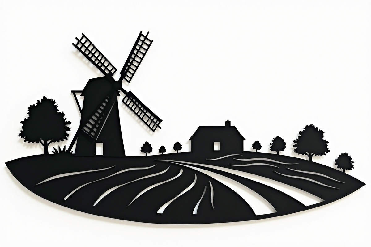 Dutch Windmill Field Set, an Illustration by BIPLOB EXPERT (Photo 3 of 10)