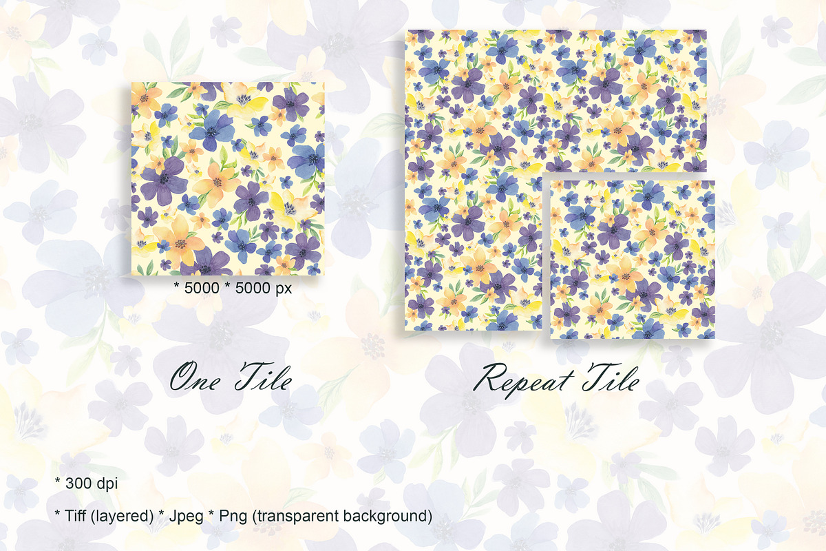 Watercolor Romantic Flower Patterns, a Pattern Graphic by Oksana Dovhopol Art (Photo 7 of 15)