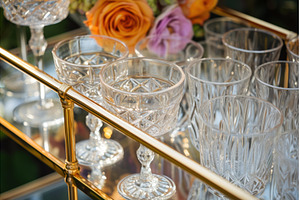 Polished Bar cart closeup. Generate, a Food & Drink Photo by Ylivdesign