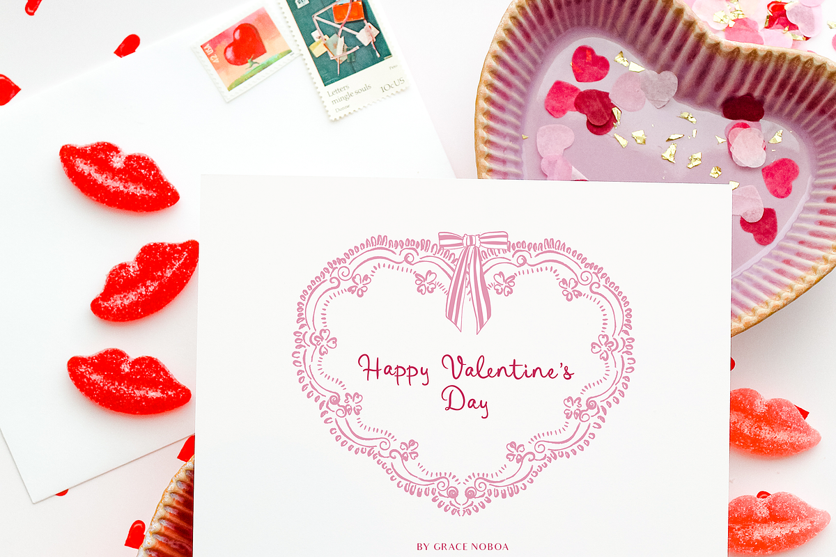 Valentine's day Hand Drawn Line art, an Object Graphic by Grace Noboa Illustrations (Photo 7 of 14)