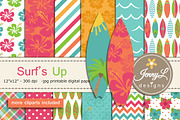 Surfing Digital Papers & Clipart, a Pattern Graphic by JennyL Designs (Thumbnail 1 of 5)