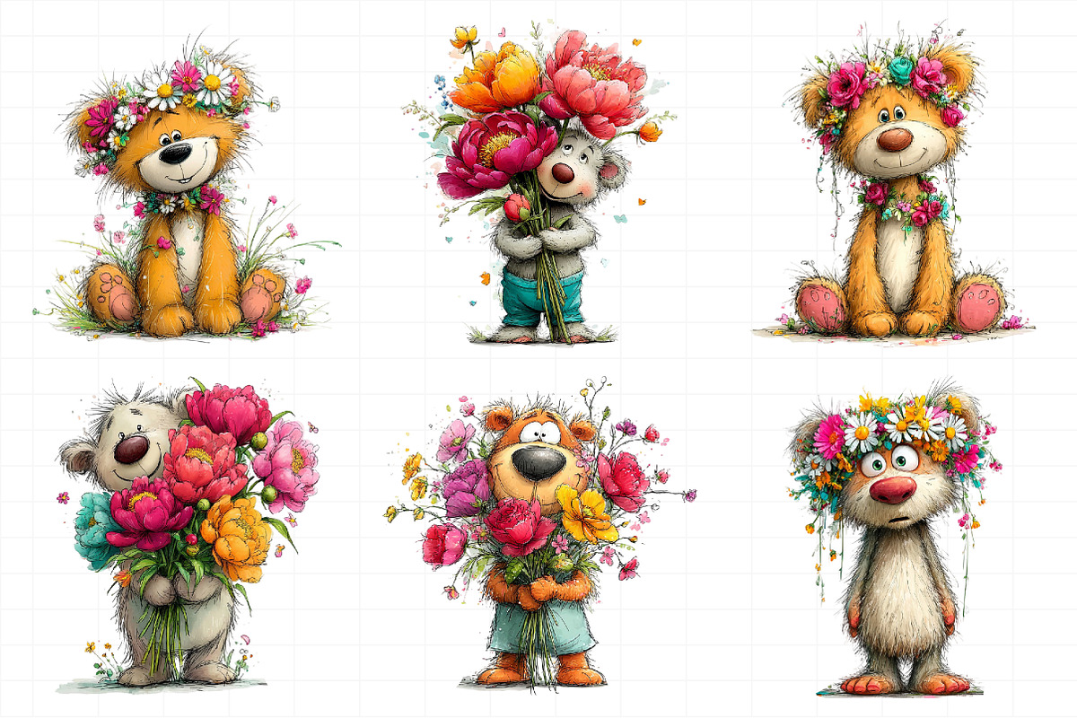 Floral Spring Teddy Bear Clipart, an Illustration by Daily.Designs (Photo 4 of 8)