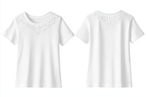 White T-shirt with Embroidered Neckl, a Beauty & Fashion Photo by Pixeness Studio
