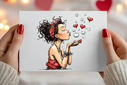 Quirky Valentine Day Girls Clipart, an Illustration by Canvas Craft (Thumbnail 5 of 6)