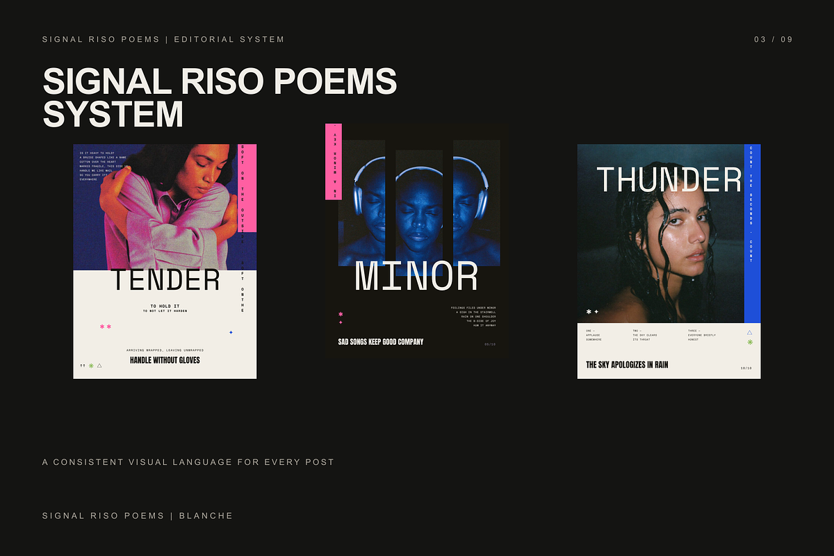 SIGNAL RISO | 10 Canva Templates, a Social Media Template by BlancheStudio (Photo 3 of 9)