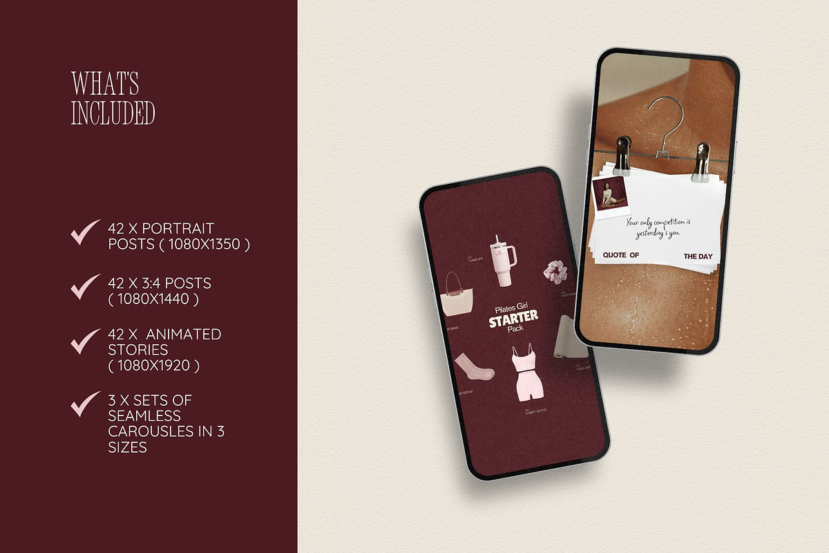 Pink & Burgundy Instagram Templates, a Social Media Template by Row Creative (Photo 2 of 11)