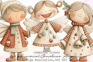 Whimsical Christmas Angel Clipart, an Illustration by Sublimation Artist